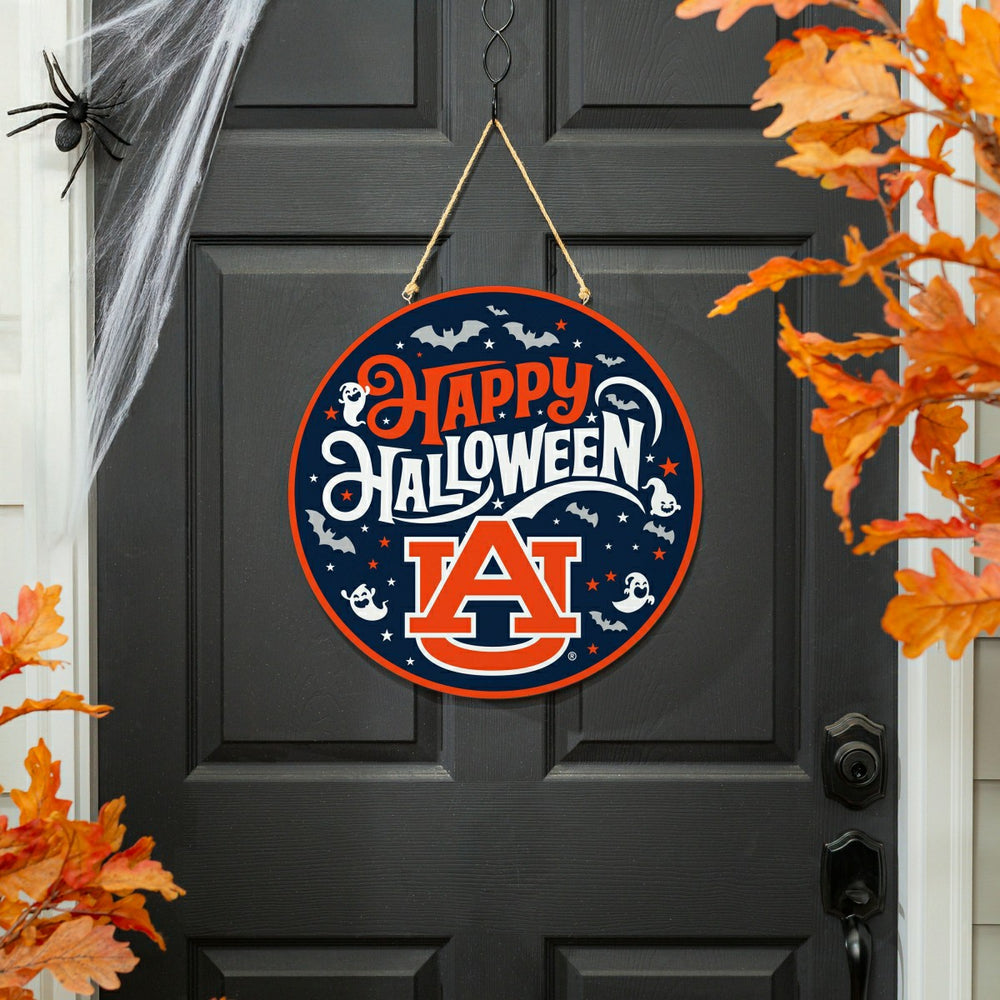 Auburn University Halloween Round Door Décor with Hanging Rope, 18x18
