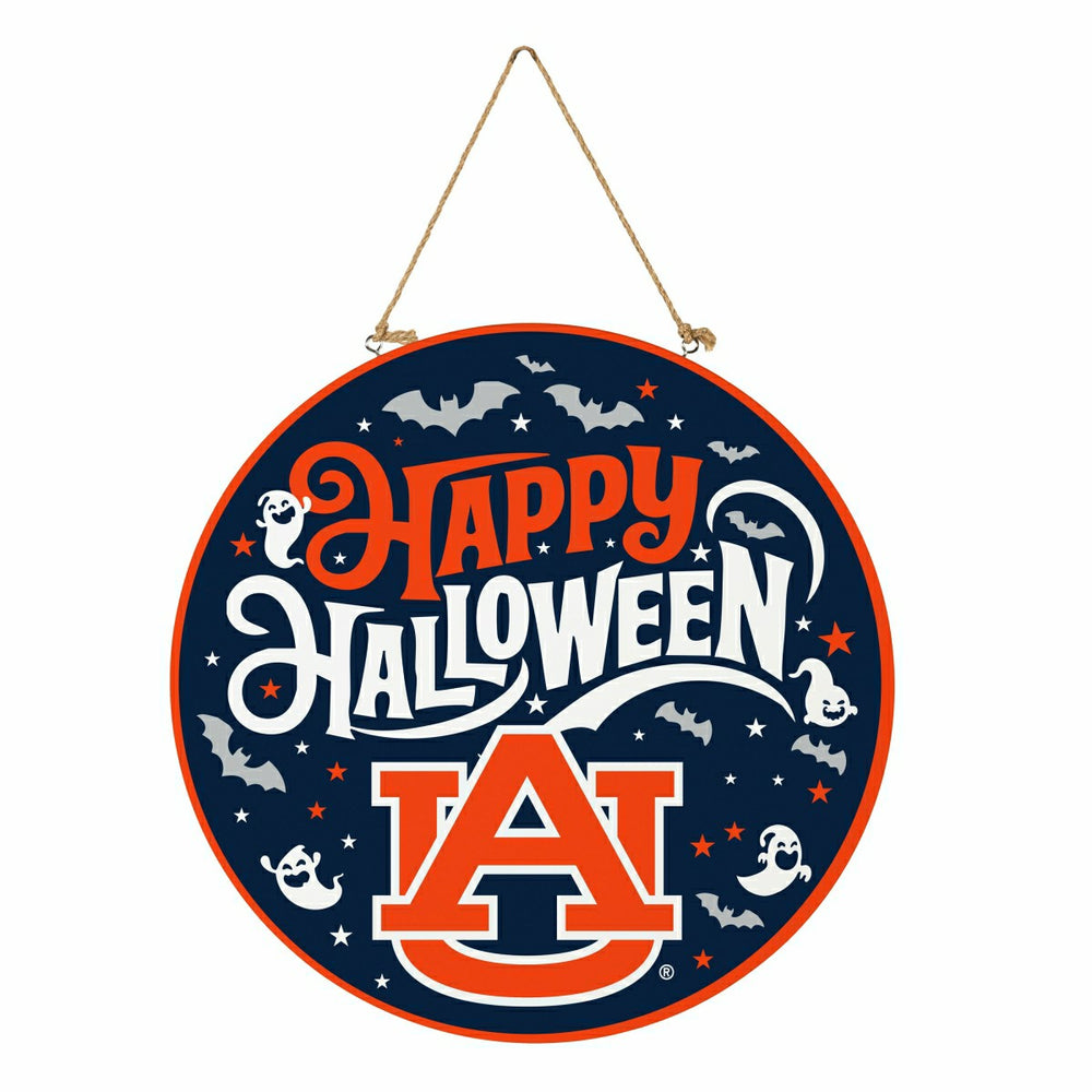 Auburn University Halloween Round Door Décor with Hanging Rope, 18x18