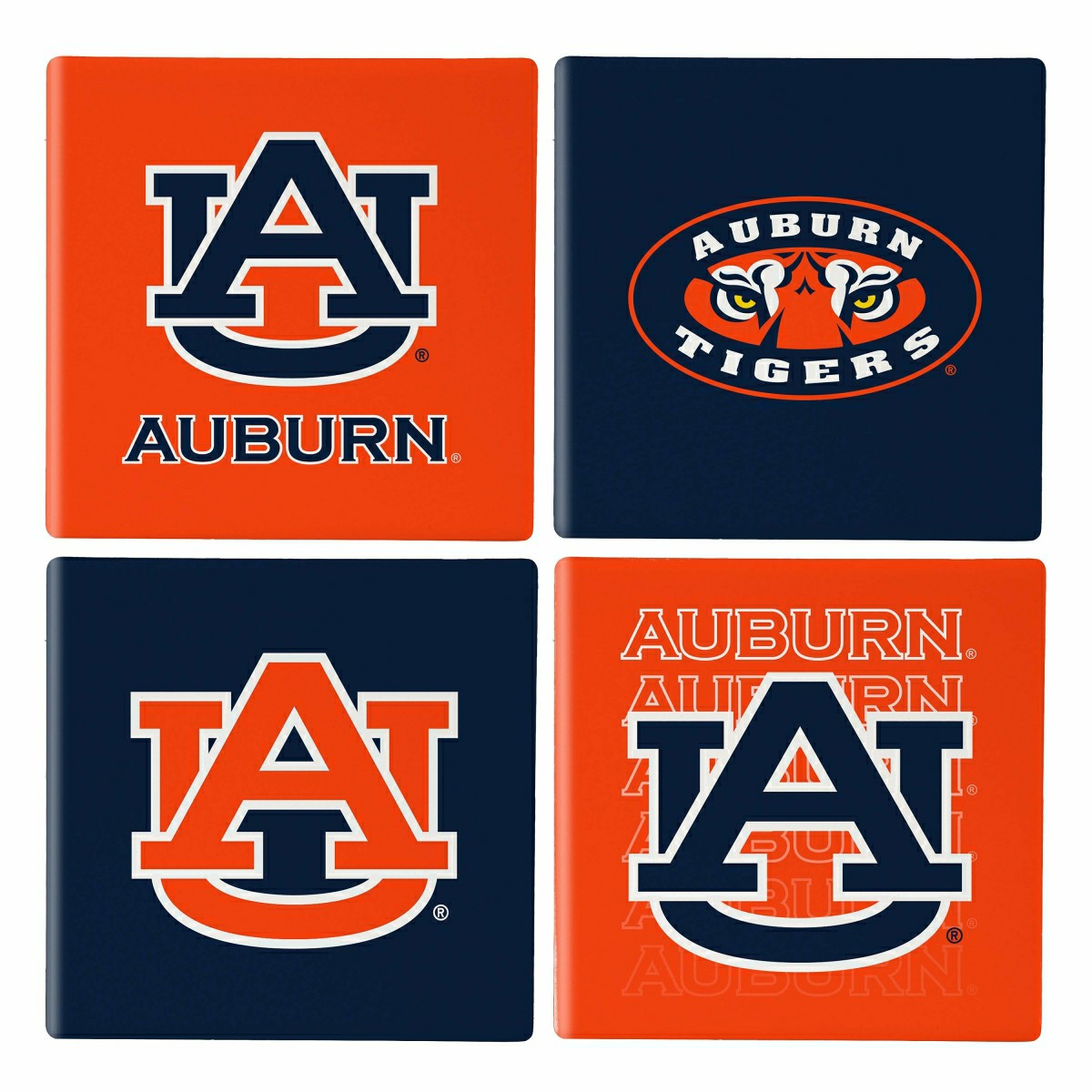 Auburn University Ceramic Coasters Set, 4pcs with Wood Caddy