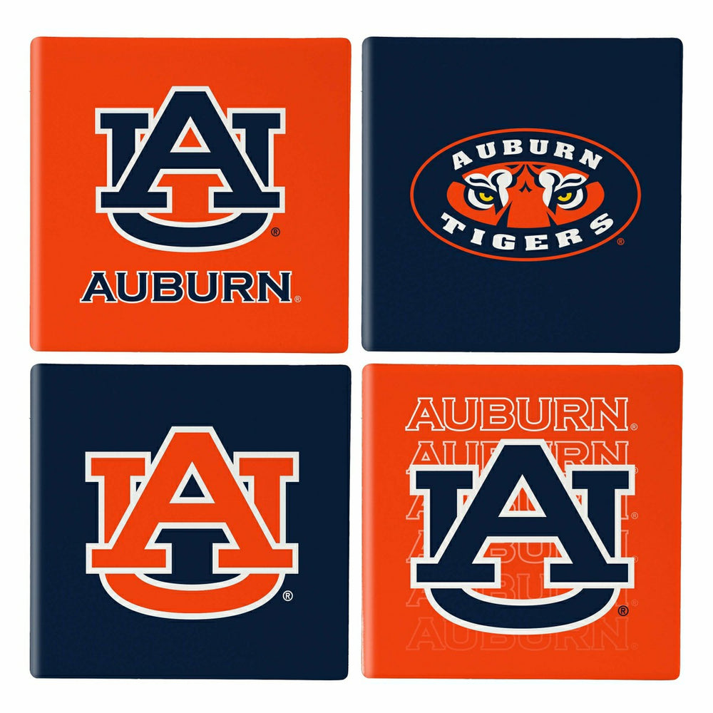 Auburn University Ceramic Coasters Set, 4pcs with Wood Caddy