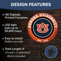 Auburn University, Metal Lite, Round