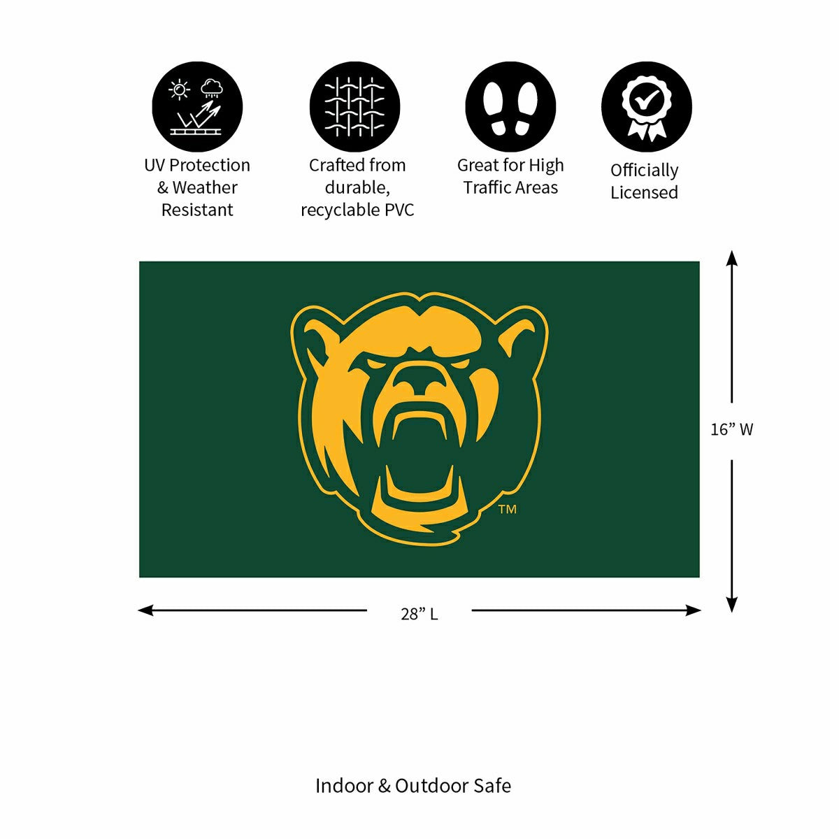 Full Color PVC Mat, 16" x 28", Baylor University