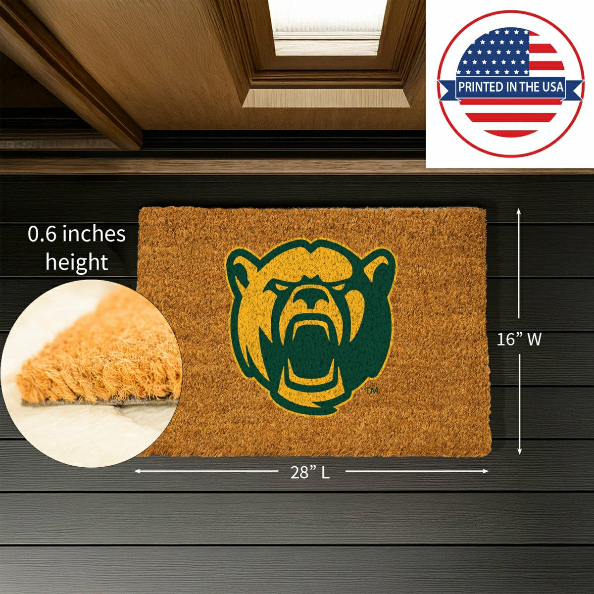 Coir Mat, 16"x28", Baylor University