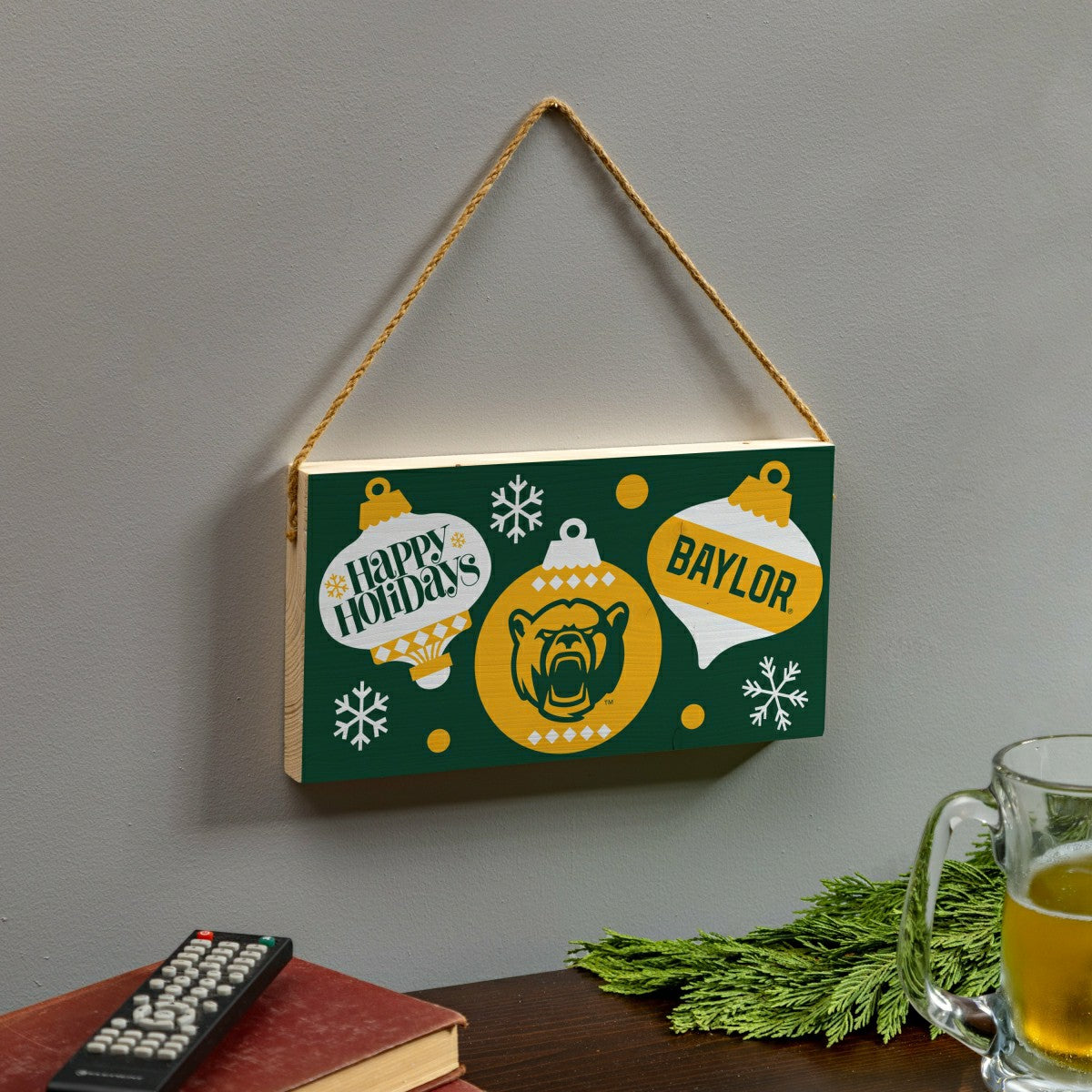 Baylor University Holiday Wood Wall Sign, 6x11