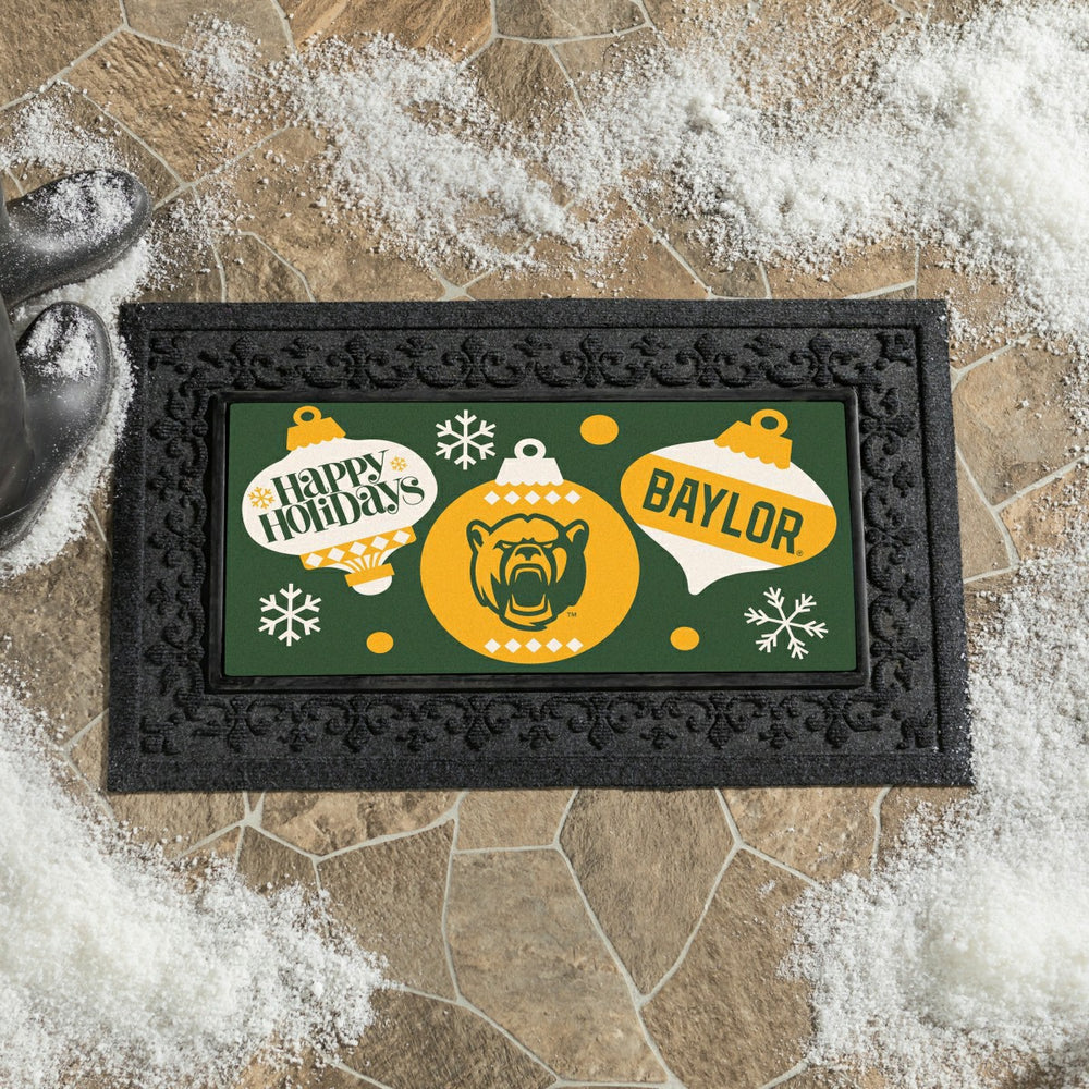 Baylor University Holiday Flocked Coir Sassafras Switch Mat, 22"x10"