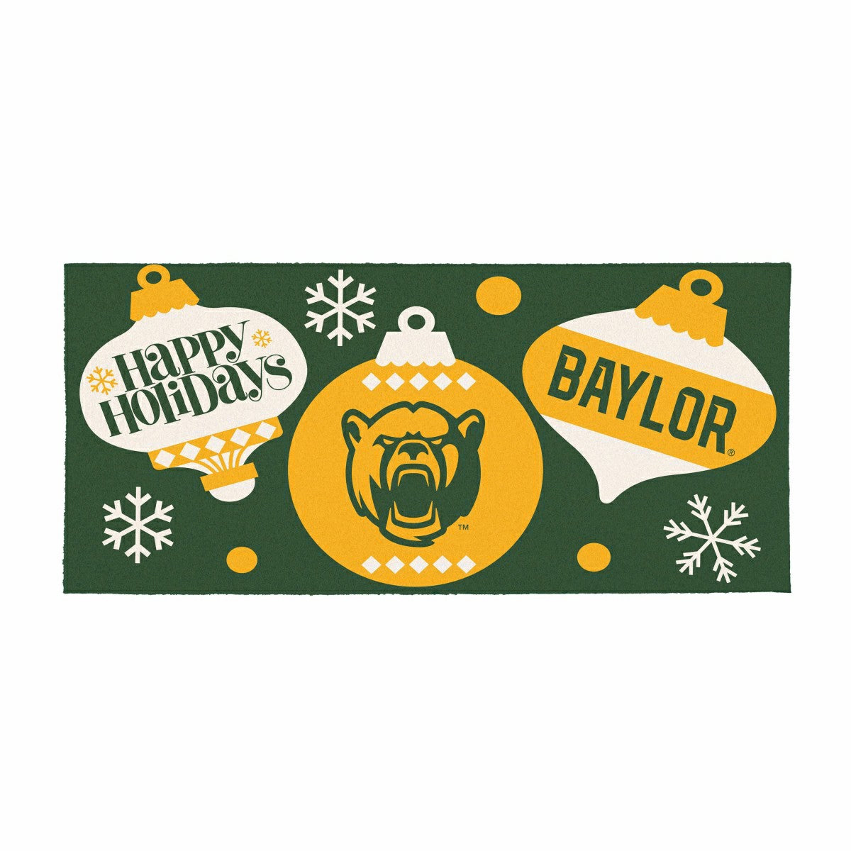 Baylor University Holiday Flocked Coir Sassafras Switch Mat, 22"x10"