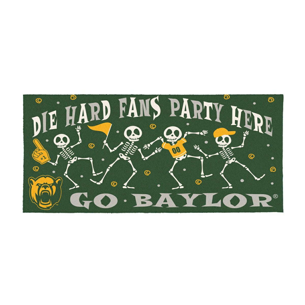 Baylor University Flocked Coir Halloween Sassafras Switch Mat, 22"x10"