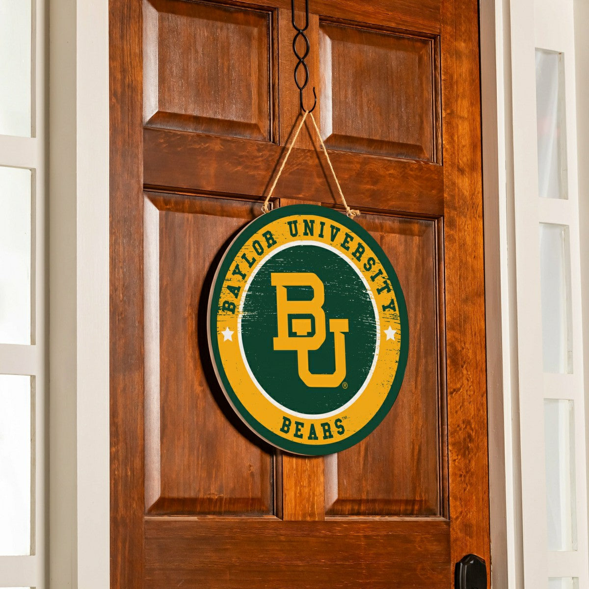 Baylor University Round Door Décor with Hanging Rope, 18x18
