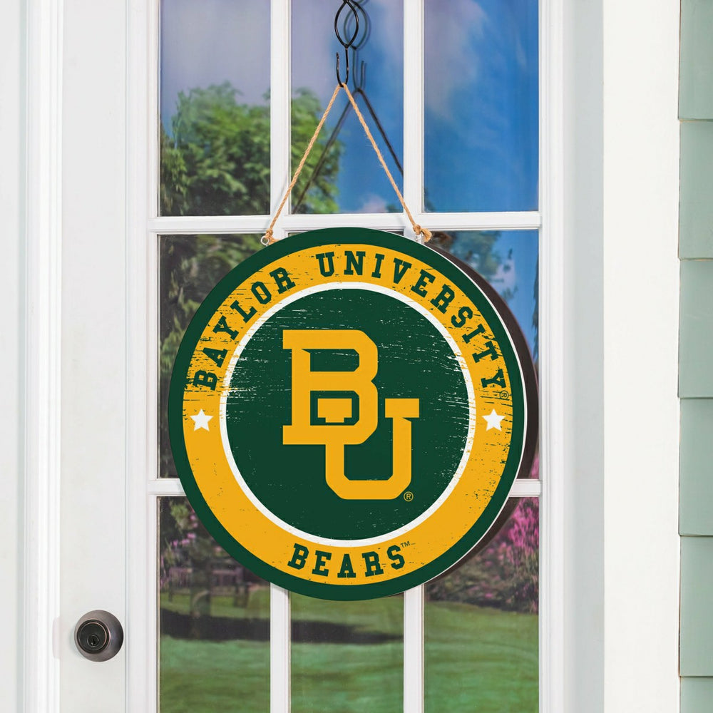 Baylor University Round Door Décor with Hanging Rope, 18x18