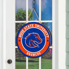 Boise State University Round Door Décor with Hanging Rope, 18x18