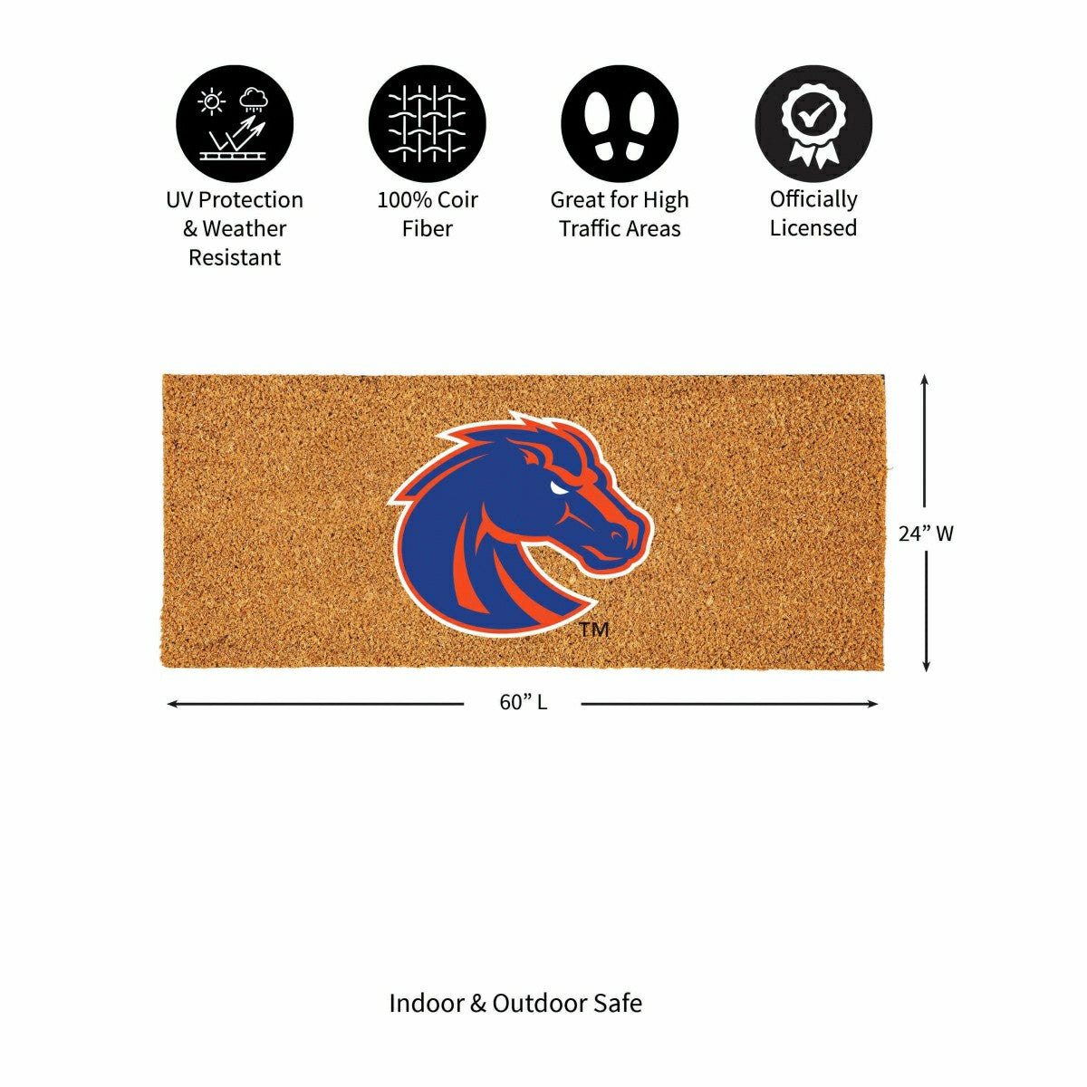 Boise State University Extra Large Full Color Coir Mat, 60"x24"