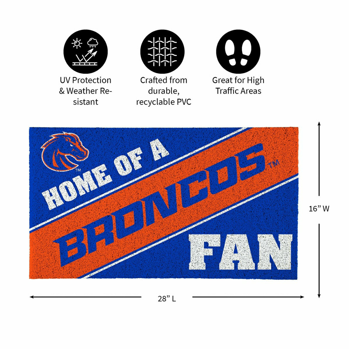Boise State University, PVC Mat COLOR, Home of a Fan