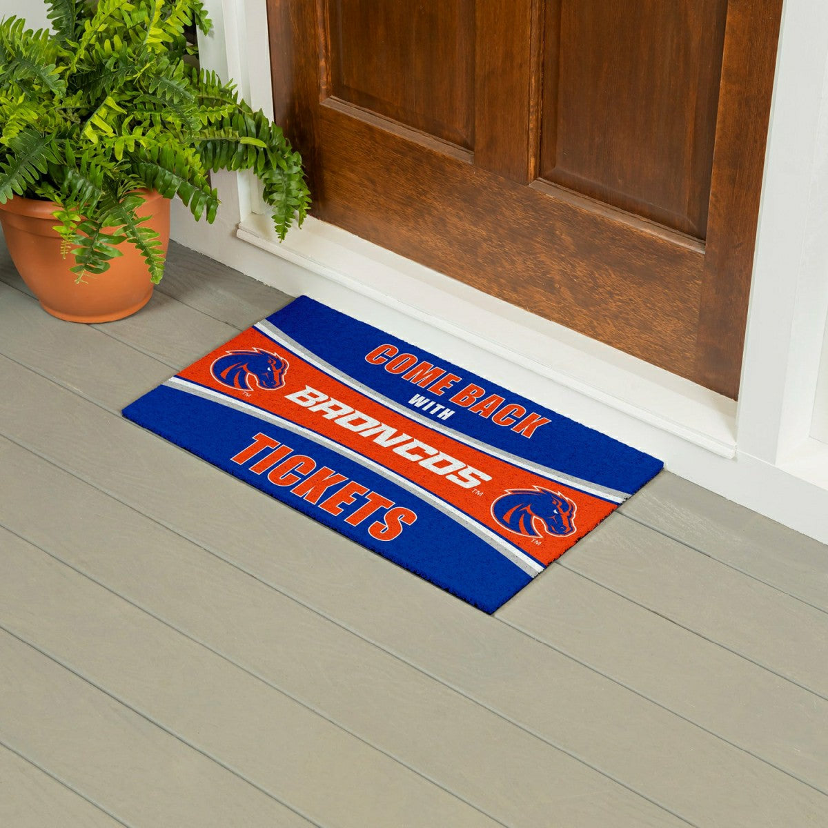 28" x 16" PVC Trapper Mat, Come Back with Tickets, Boise State Univers