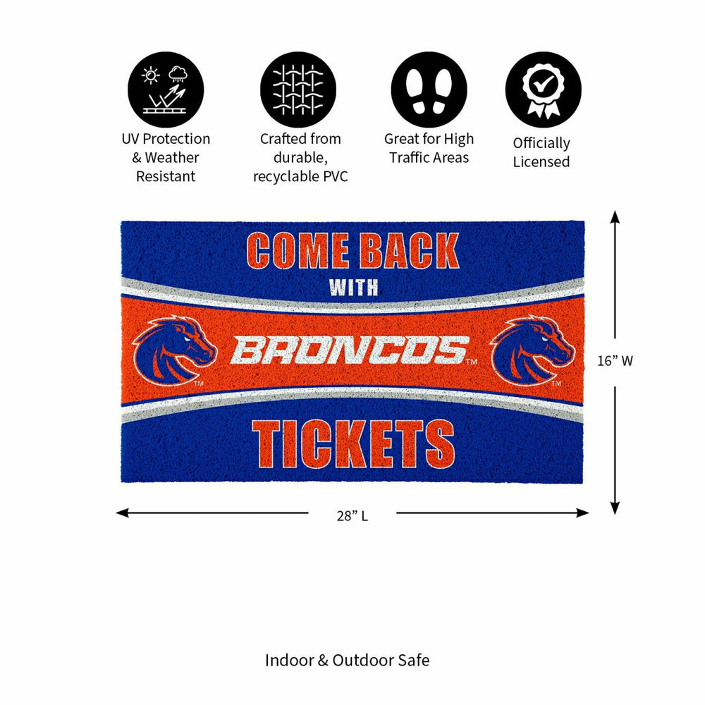 28" x 16" PVC Trapper Mat, Come Back with Tickets, Boise State Univers