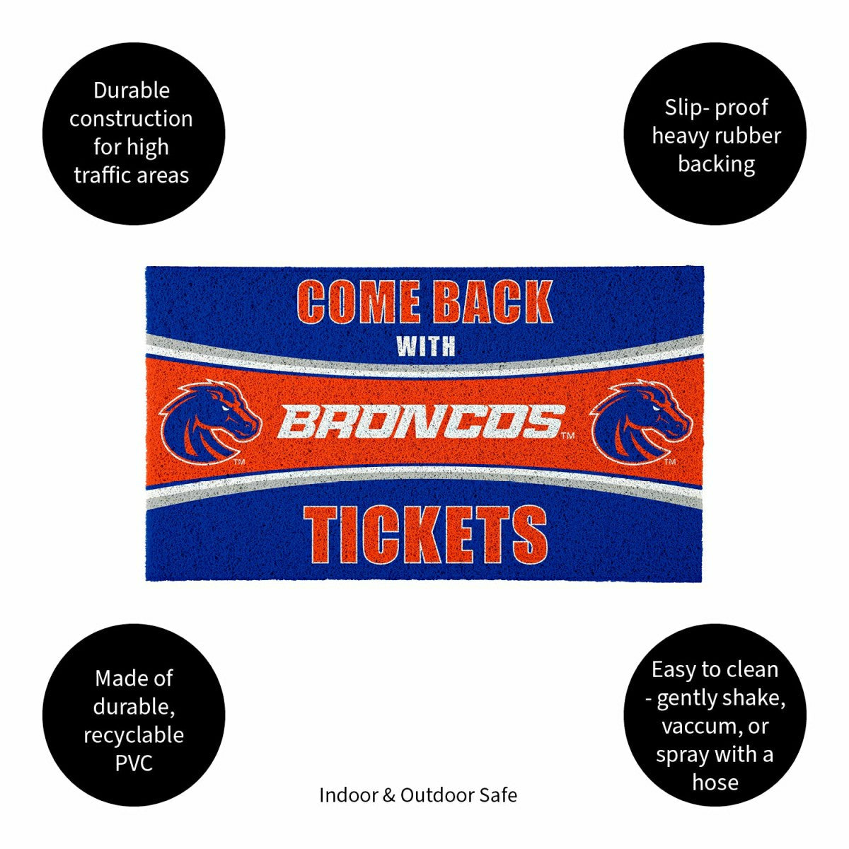 28" x 16" PVC Trapper Mat, Come Back with Tickets, Boise State Univers