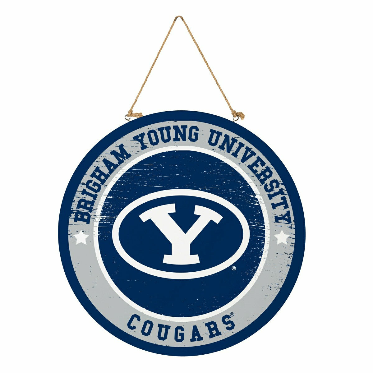 Brigham Young University Round Door Décor with Hanging Rope, 18x18