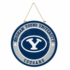 Brigham Young University Round Door Décor with Hanging Rope, 18x18