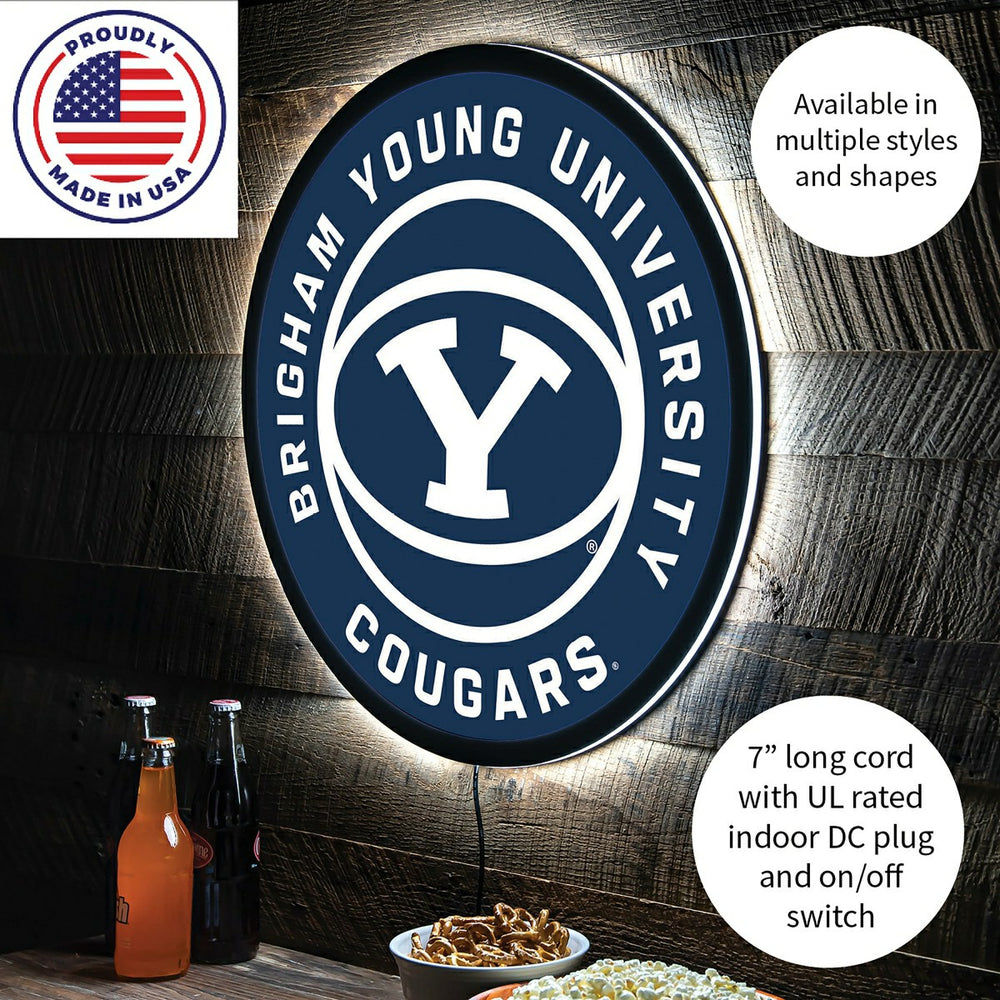 LED Wall Decor, Round, Brigham Young University