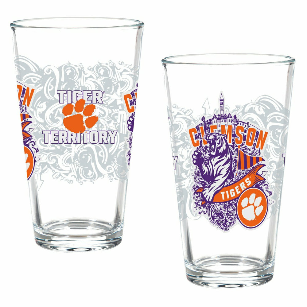 Clemson University 16oz Glass pint, Set of 2