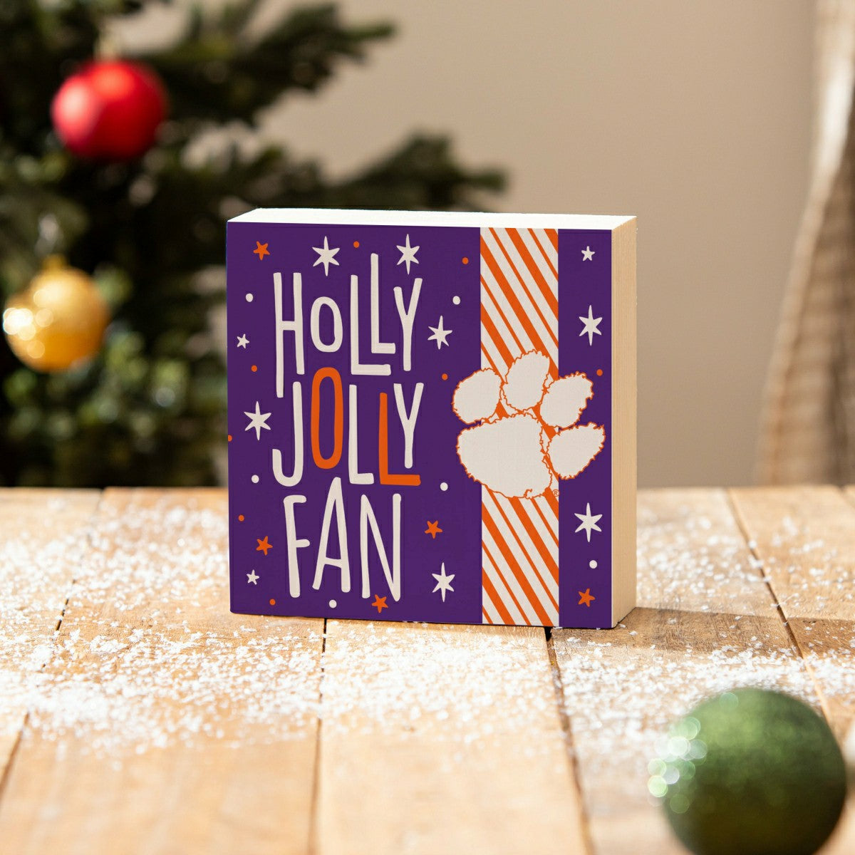 Clemson University Block, Holiday, 6x6