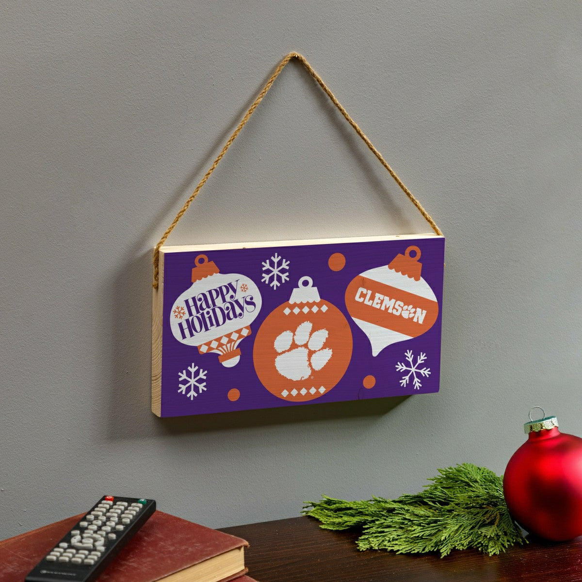 Clemson University Holiday Wood Wall Sign, 6x11