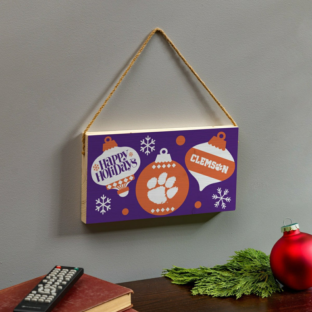 Clemson University Holiday Wood Wall Sign, 6x11
