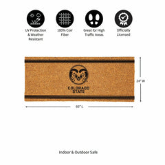 Colorado State University Extra Large One Color Coir Mat, 60"x24"