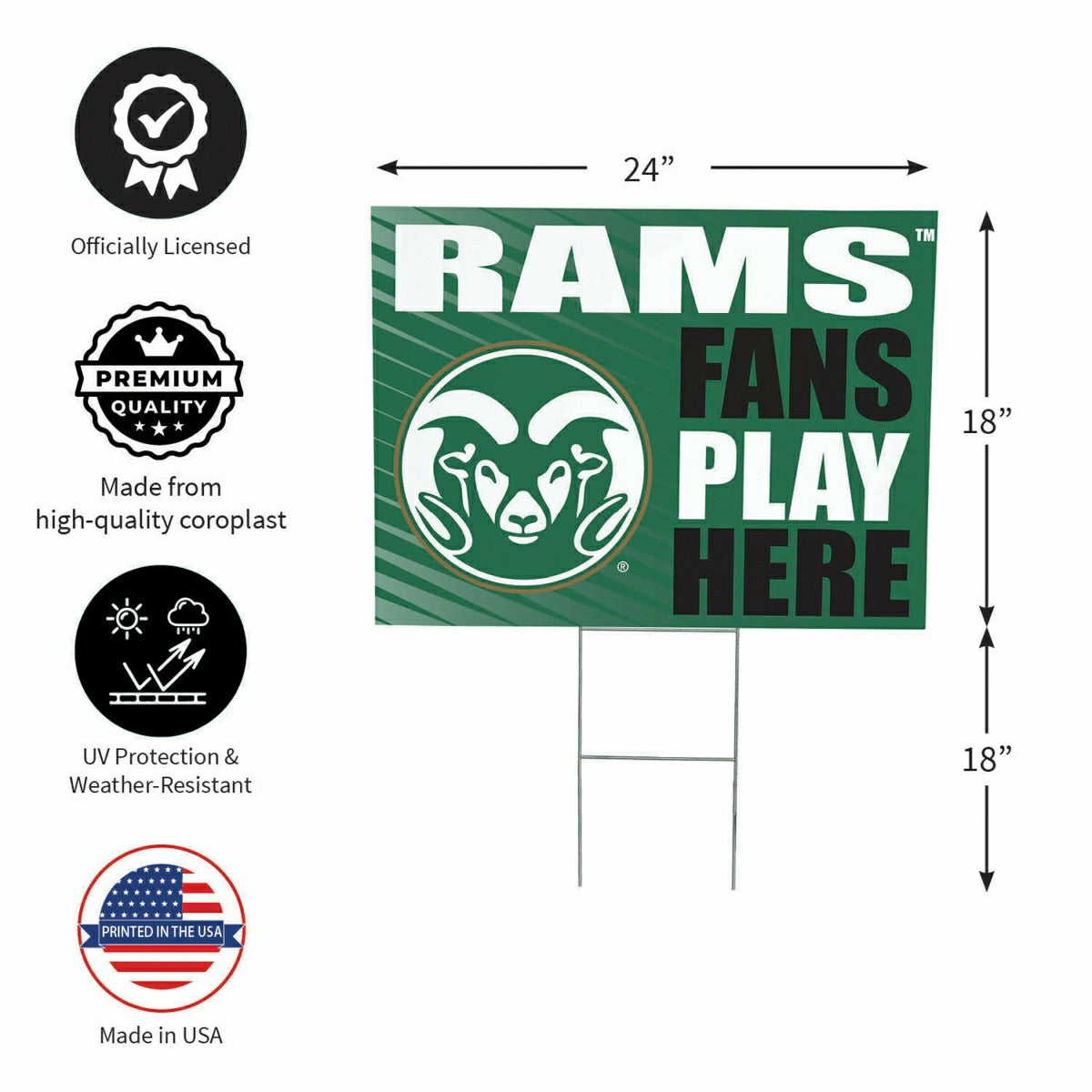 Colorado State University Coroplast Yard Sign "Fans Play Here"