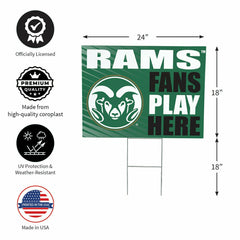 Colorado State University Coroplast Yard Sign "Fans Play Here"