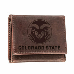 Colorado State University, Tri-Fold Wallet, Brown, CH, 100% Genuine Le