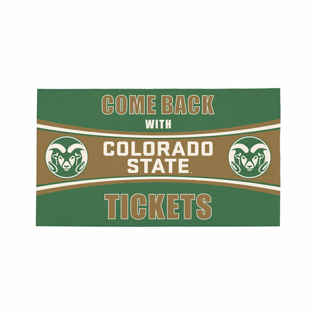 28" x 16" PVC Trapper Mat, Come Back with Tickets, Colorado State Univ