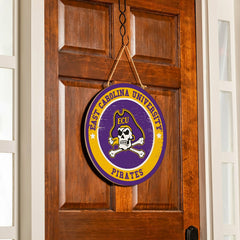 East Carolina University Round Door Décor with Hanging Rope, 18x18
