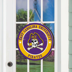 East Carolina University Round Door Décor with Hanging Rope, 18x18