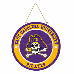 East Carolina University Round Door Décor with Hanging Rope, 18x18