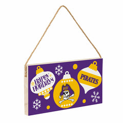 East Carolina University Holiday Wood Wall Sign, 6x11