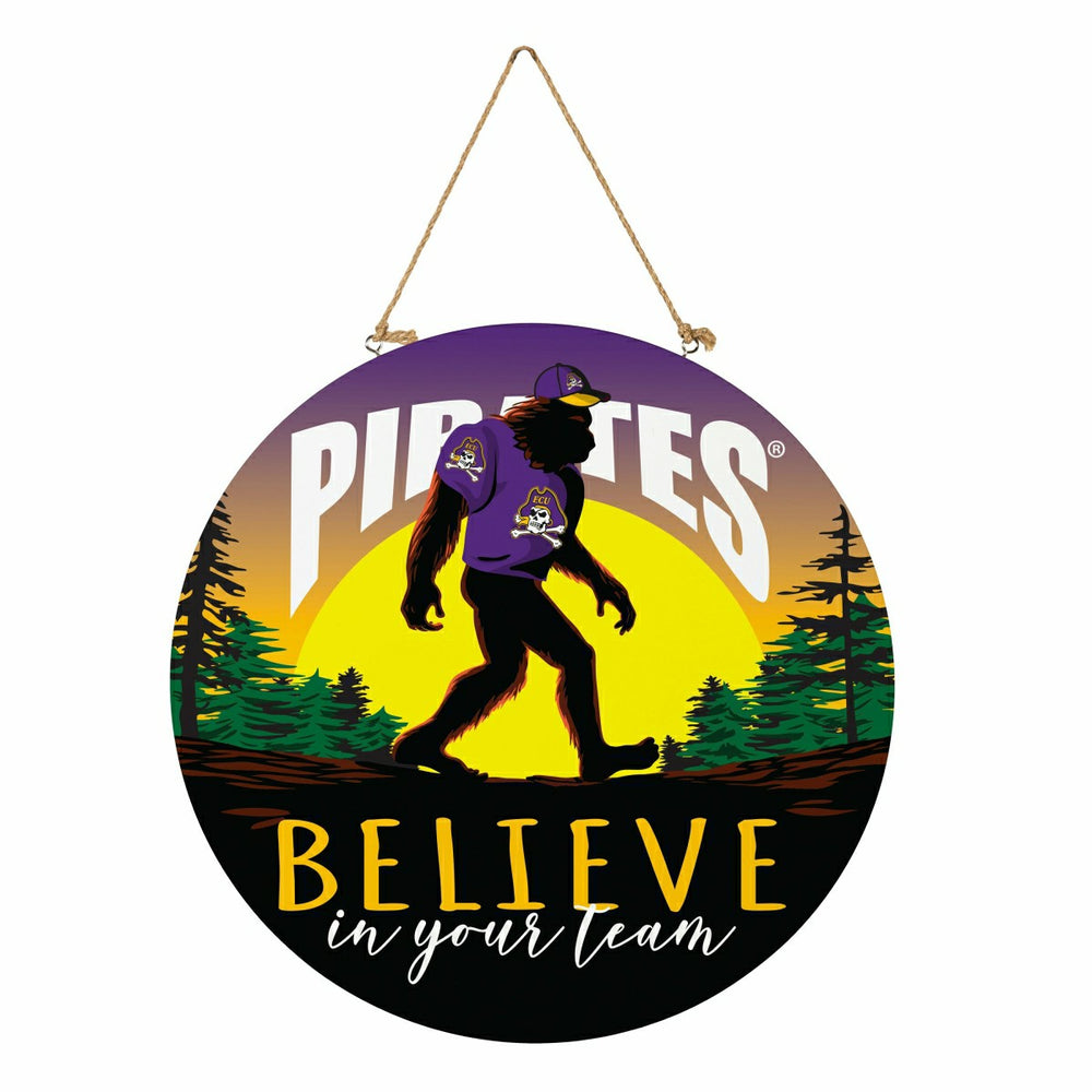 East Carolina University Bigfoot Round Door Décor with Hanging Rope, 1
