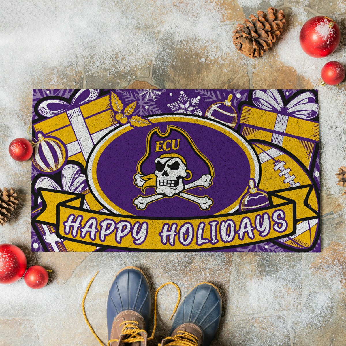 East Carolina University Holiday PVC Mat, 28"x16"
