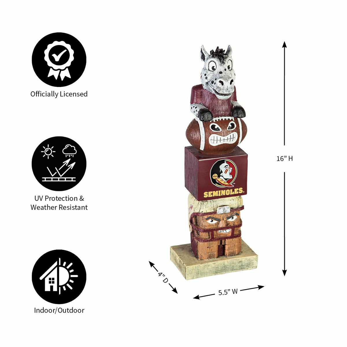 Florida State Seminoles Tiki Team Totem Garden Statue