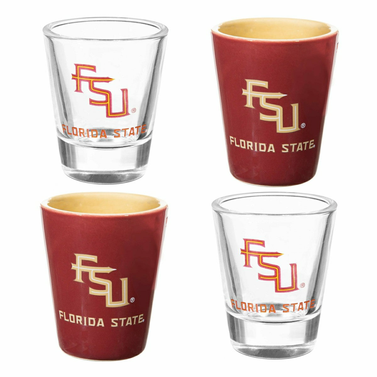 Florida State University 4-Piece Ceramic and Glass 2oz. Shot Glass Set