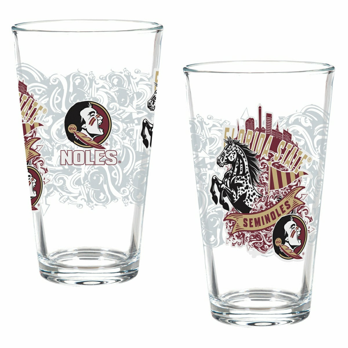 Florida State University 16oz Glass pint, Set of 2