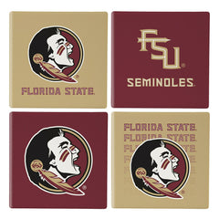 Florida State University Ceramic Coasters Set, 4pcs with Wood Caddy