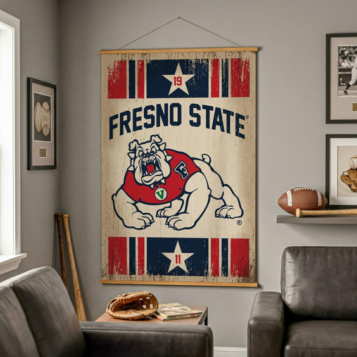 Fresno State, Canvas Wall Tapestry, Large, 54x36