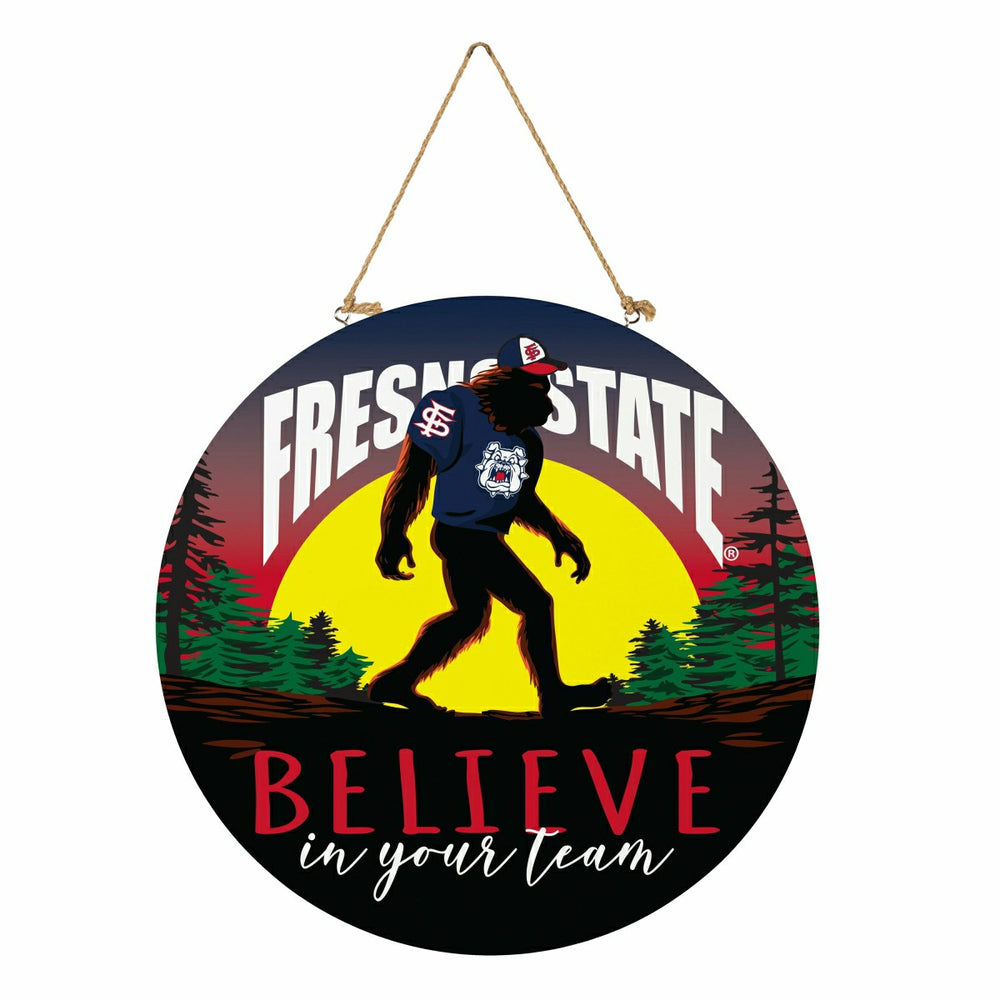 Fresno State Bigfoot Round Door Décor with Hanging Rope, 18x18