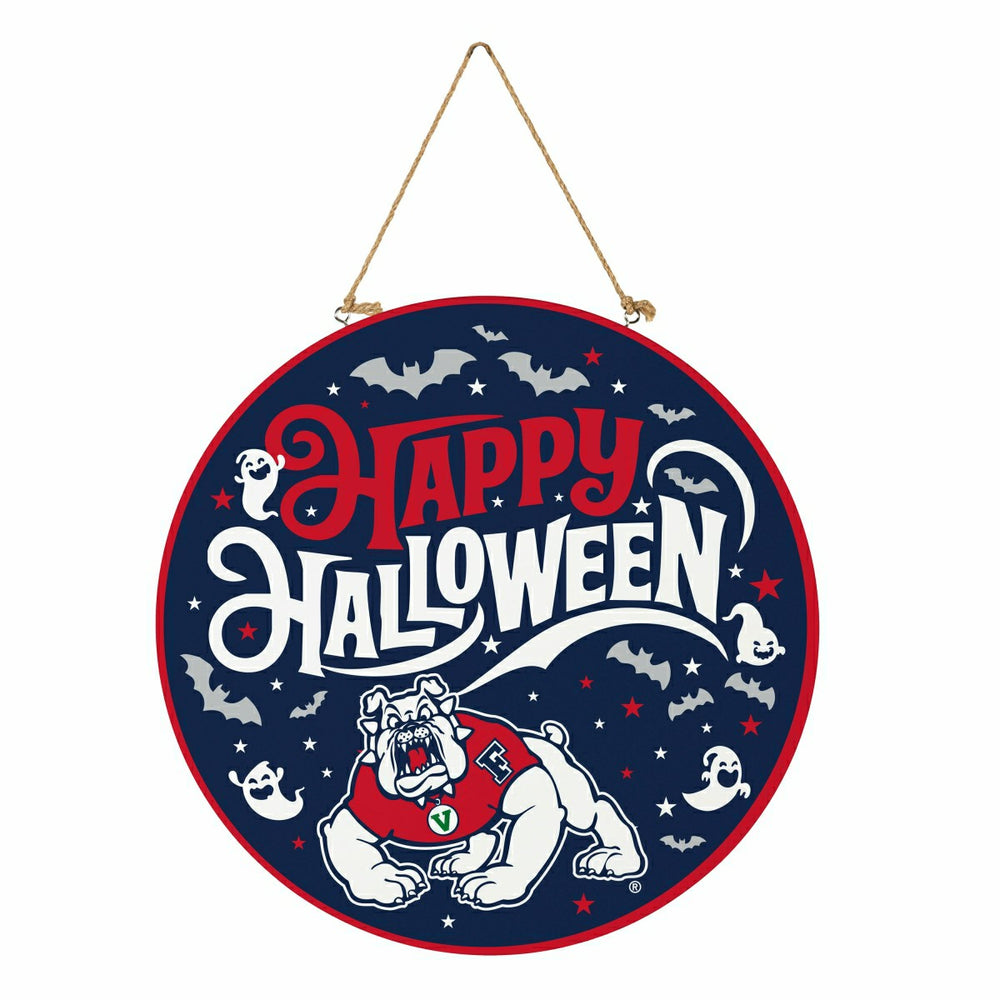 Fresno State Halloween Round Door Décor with Hanging Rope, 18x18