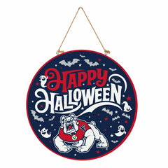 Fresno State Halloween Round Door Décor with Hanging Rope, 18x18