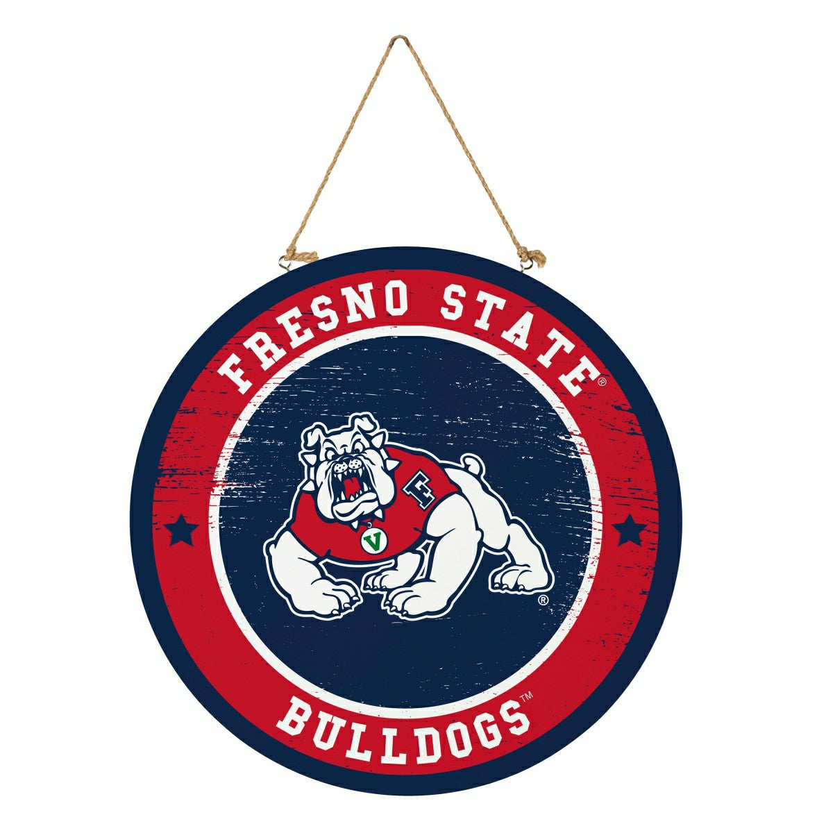Fresno State Round Door Décor with Hanging Rope, 18x18