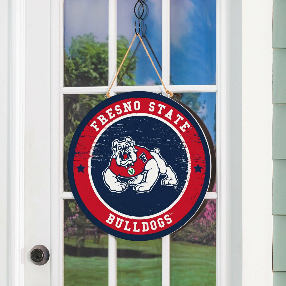 Fresno State Round Door Décor with Hanging Rope, 18x18