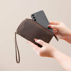Fresno State Brown Wristlet Wallet, 100% Genuine Leather