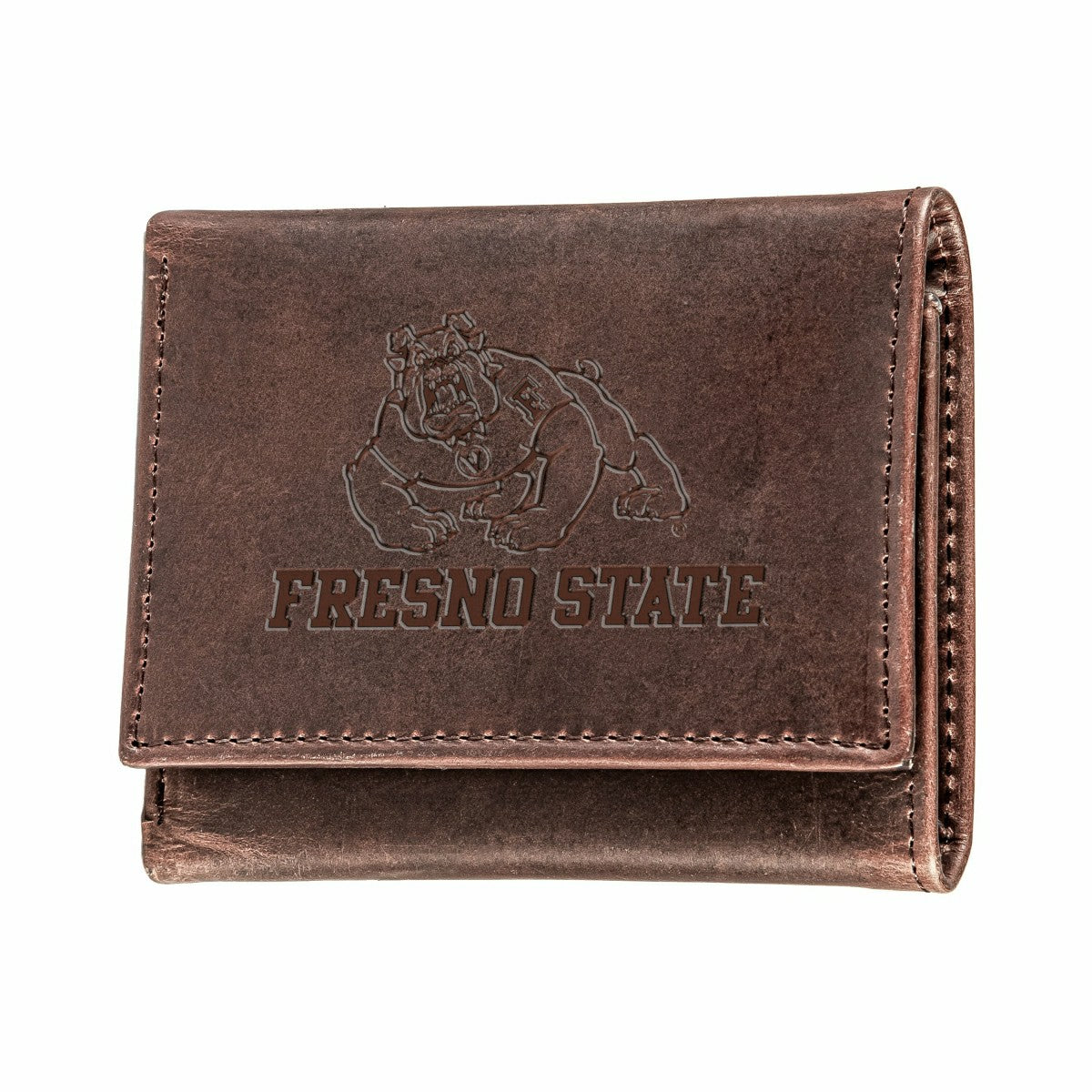Fresno State Brown Tri-Fold Wallet, 100% Genuine Leather
