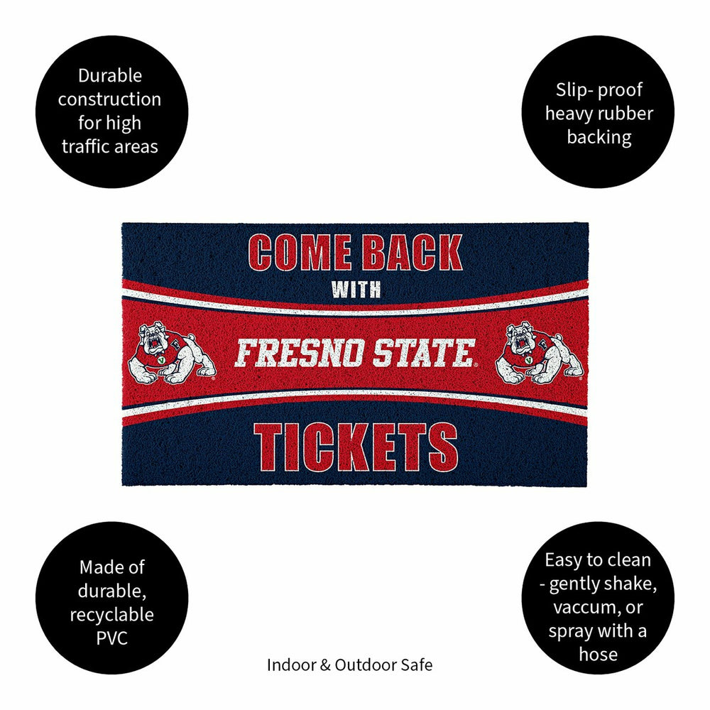 28" x 16" PVC Trapper Mat, Come Back with Tickets, Fresno State